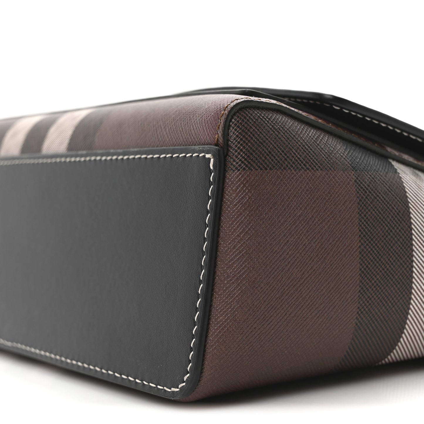 Calfskin Giant Check E-Canvas Note Crossbody Bag Dark Birch Brown