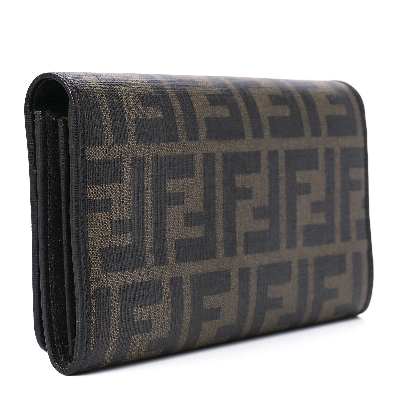 Fendi Zucca Spalmati Vitello Elite Continental Wallet Tobacco