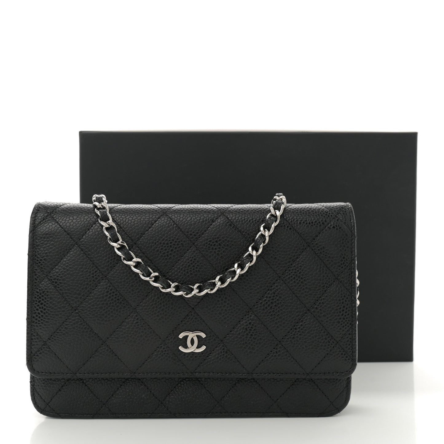 Caviar Quilted Wallet On Chain WOC Black