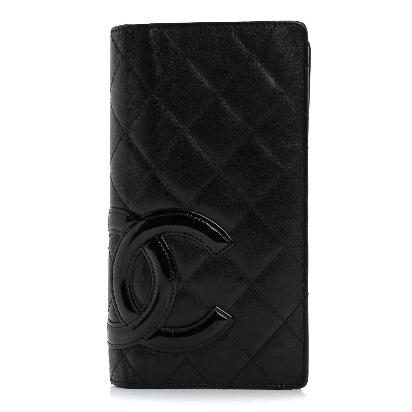 Calfskin Quilted Cambon Yen Wallet Black