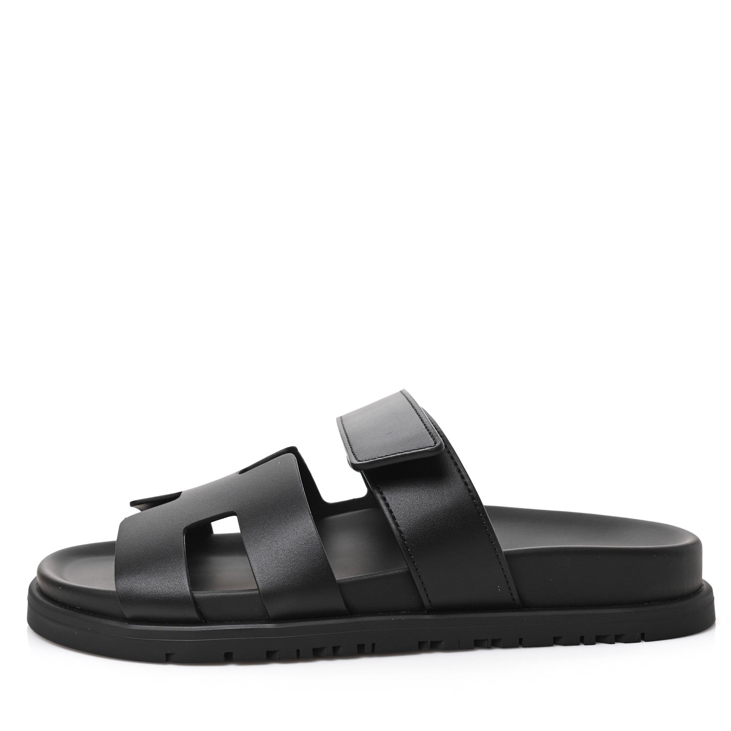 Hermes Calfskin Womens Chypre Sandals 36.5 Black 1 of 10