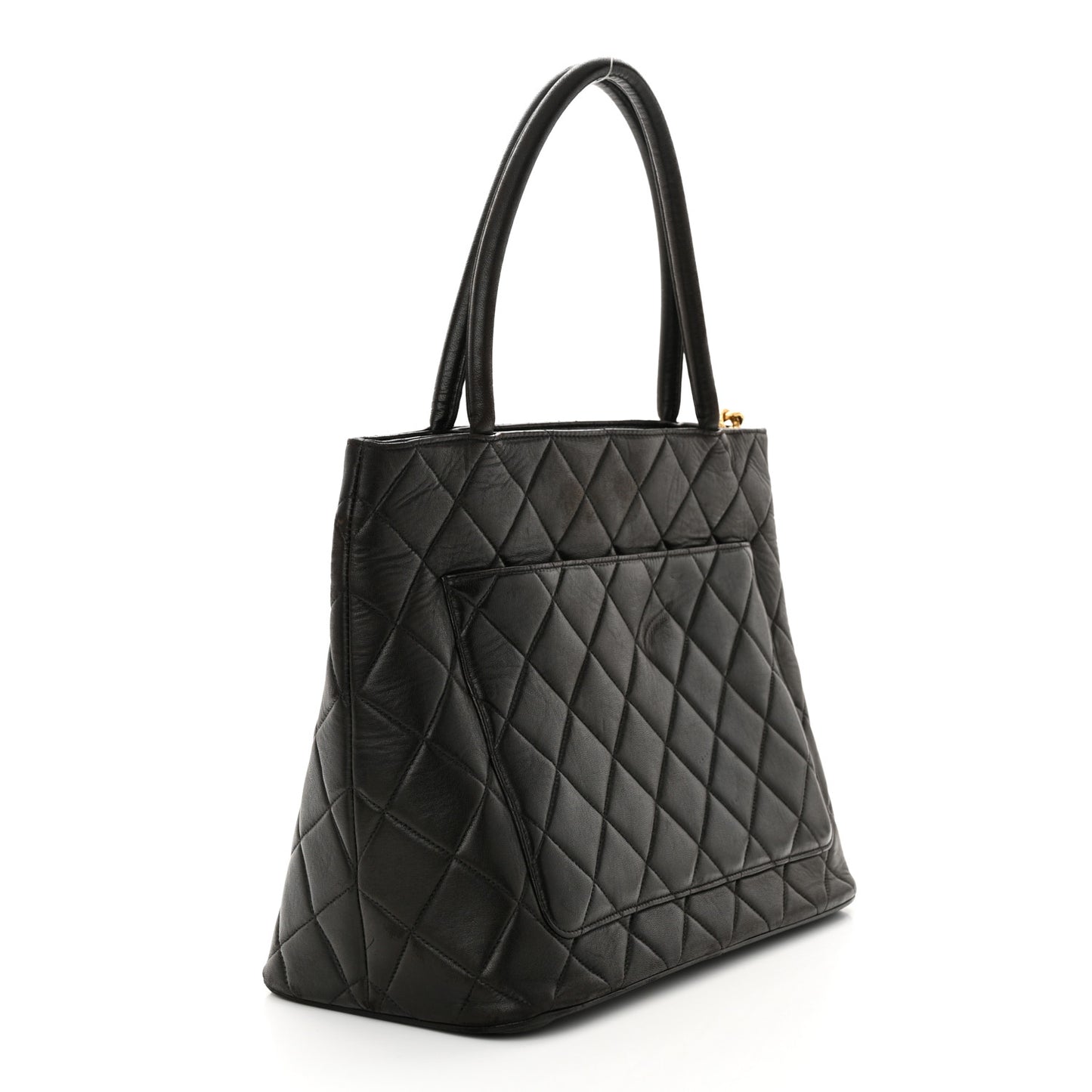 Lambskin Quilted Medallion Tote Dark Brown