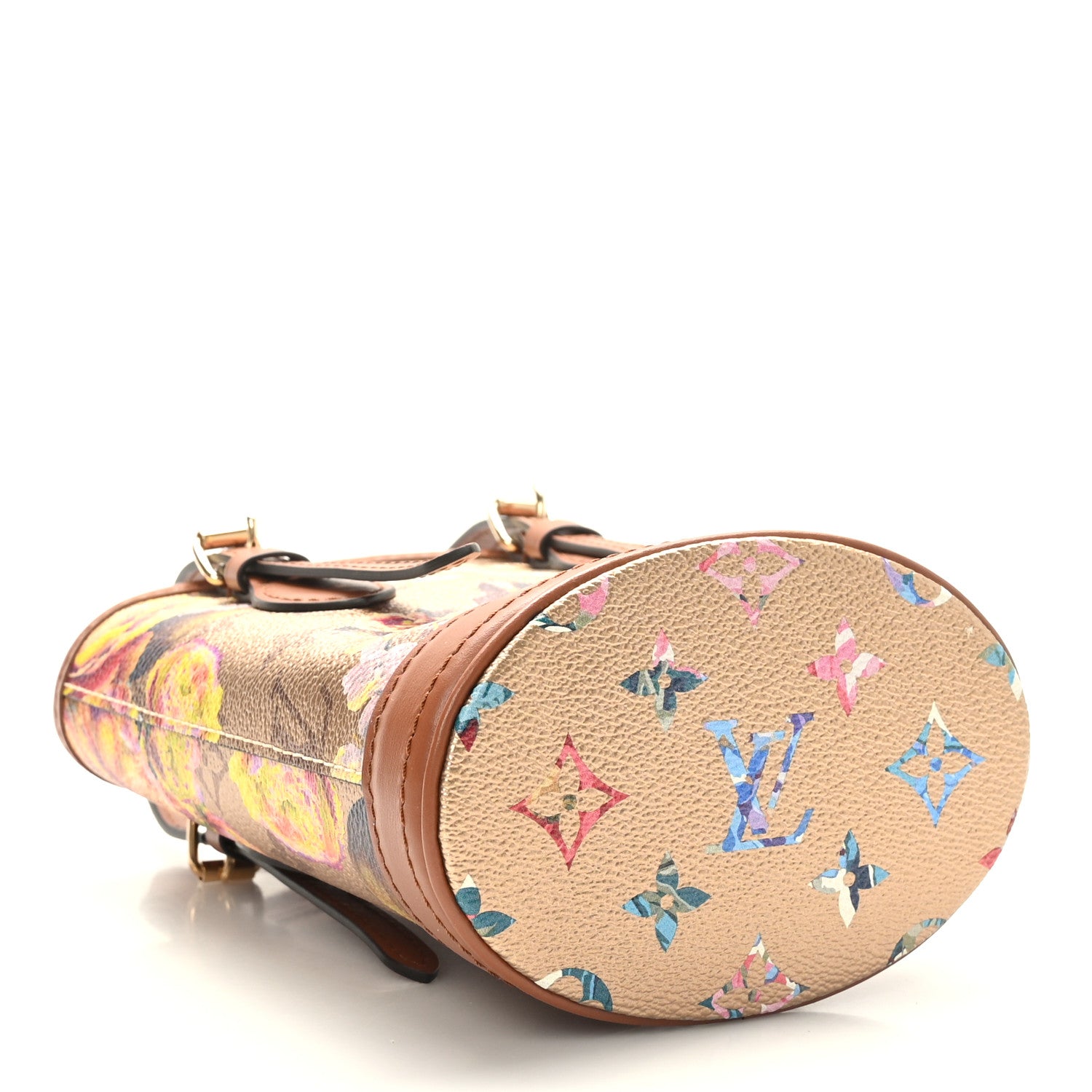 Louis Vuitton Metallic Monogram LV Garden Nano Bucket Bag Gold 4 of 9