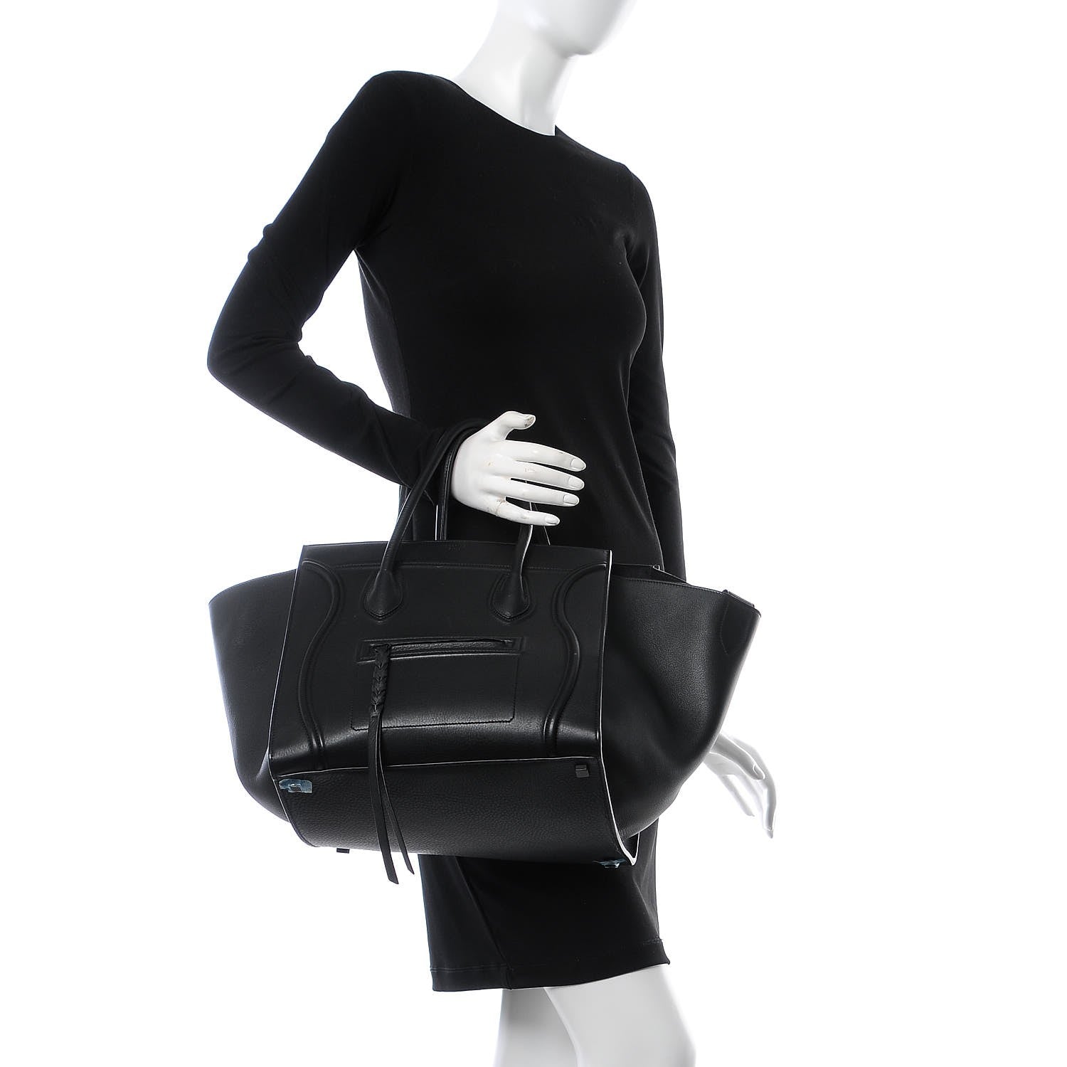 Celine Supple Calfskin Medium Phantom Luggage Black 2 of 8