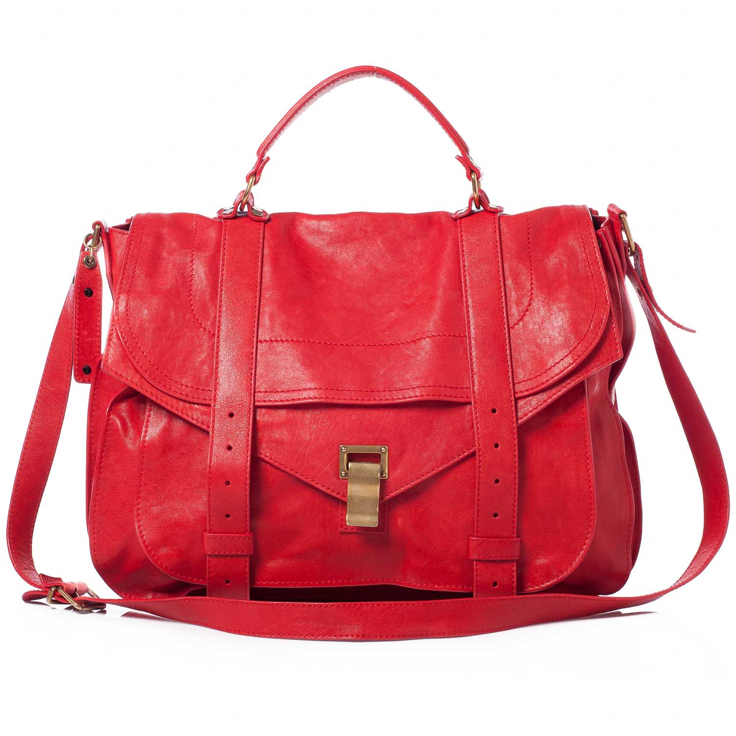 Proenza Schouler Lambskin PS1 Large Satchel Red 1 of 10