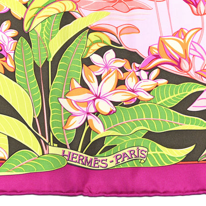 Hermes Silk Flamingo Party Scarf 90 Bougainvillier Mauve Vert 4 of 6