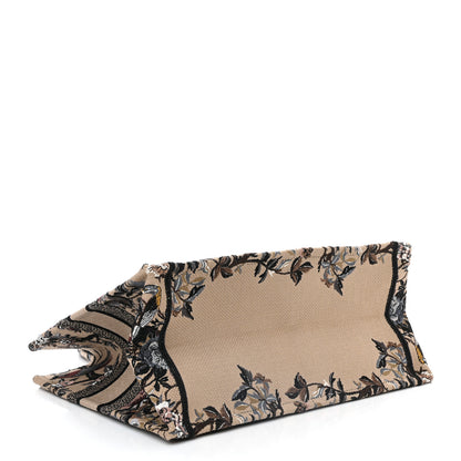 Christian Dior Canvas Embroidered Jardin D'Hiver Medium Book Tote Beige Multicolor 4 of 13