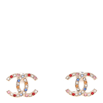 Chanel Crystal CC Earrings Gold Multicolor 1 of 4