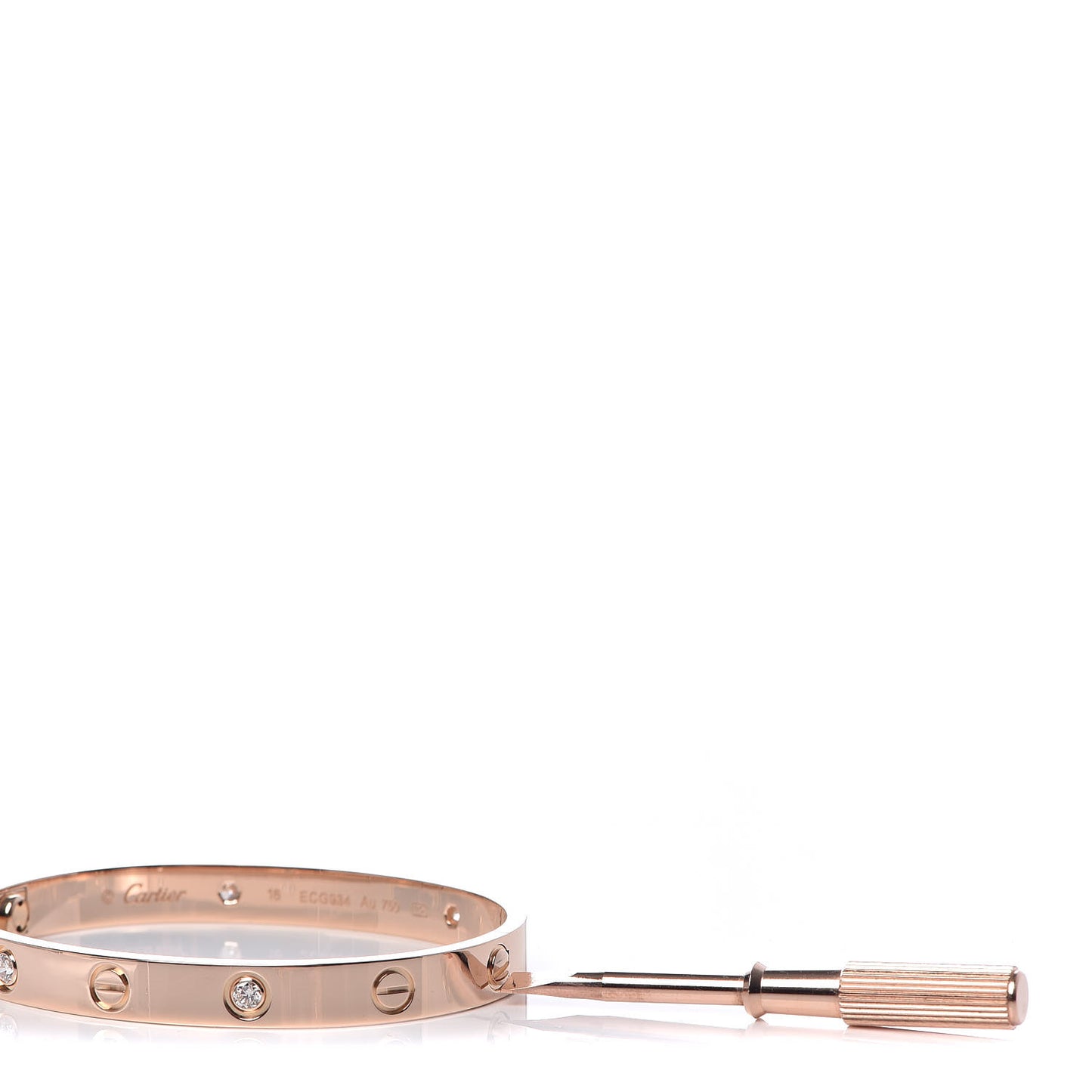 18K Pink Gold 4 Diamond LOVE Bracelet 16