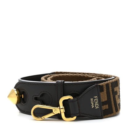 Fendi Ribbon Vitello Century FF 1974 Studded Strap You Fango Marrone Ebano 1 of 7