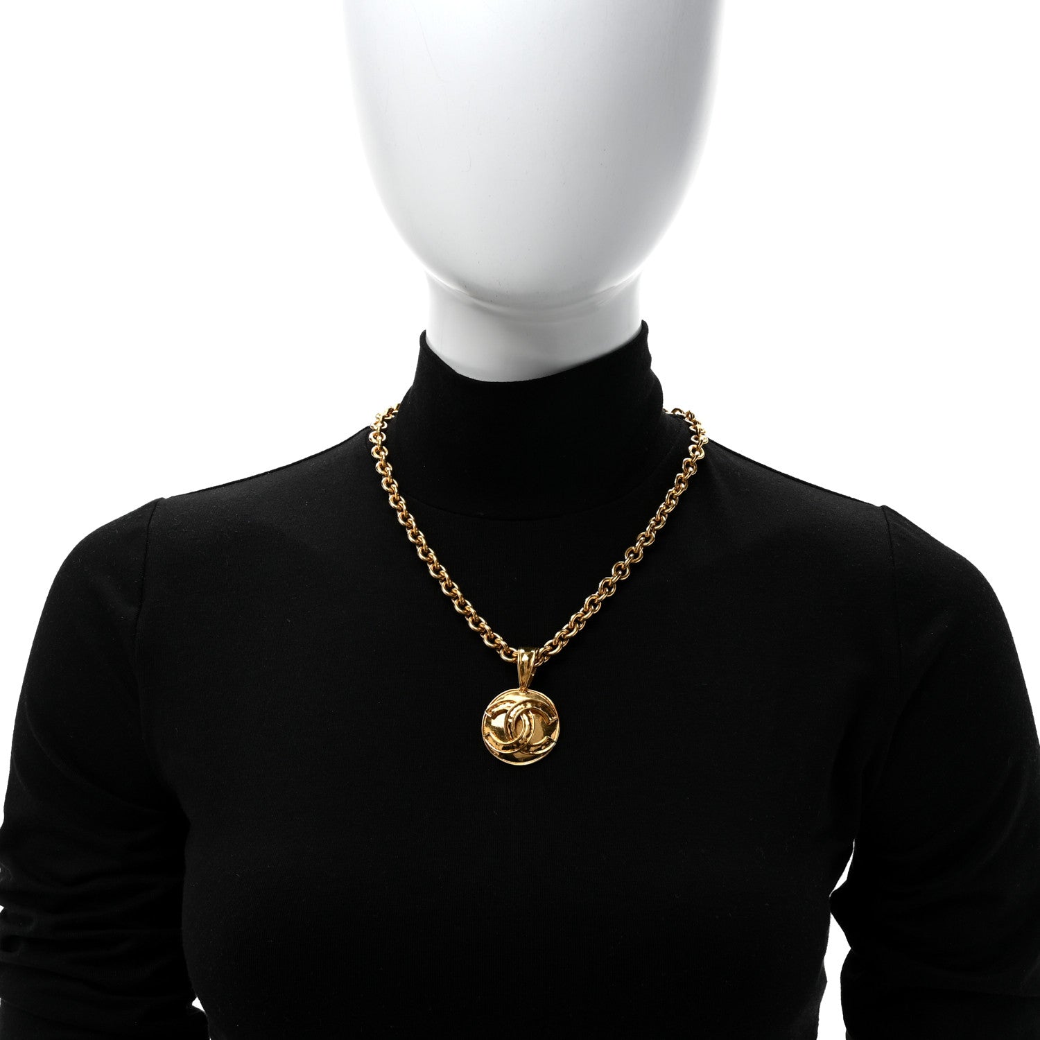 Chanel Metal CC Chain Pendant Necklace Gold 2 of 6
