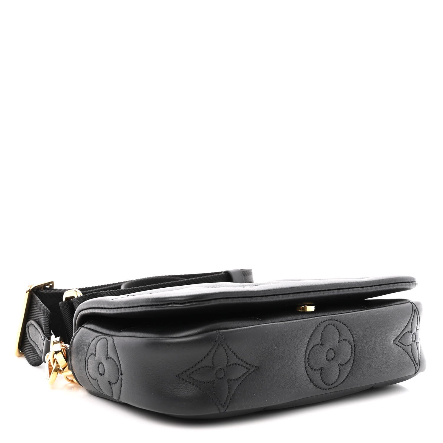 Louis Vuitton Calfskin Bubblegram Wallet On Strap Black 4 of 9