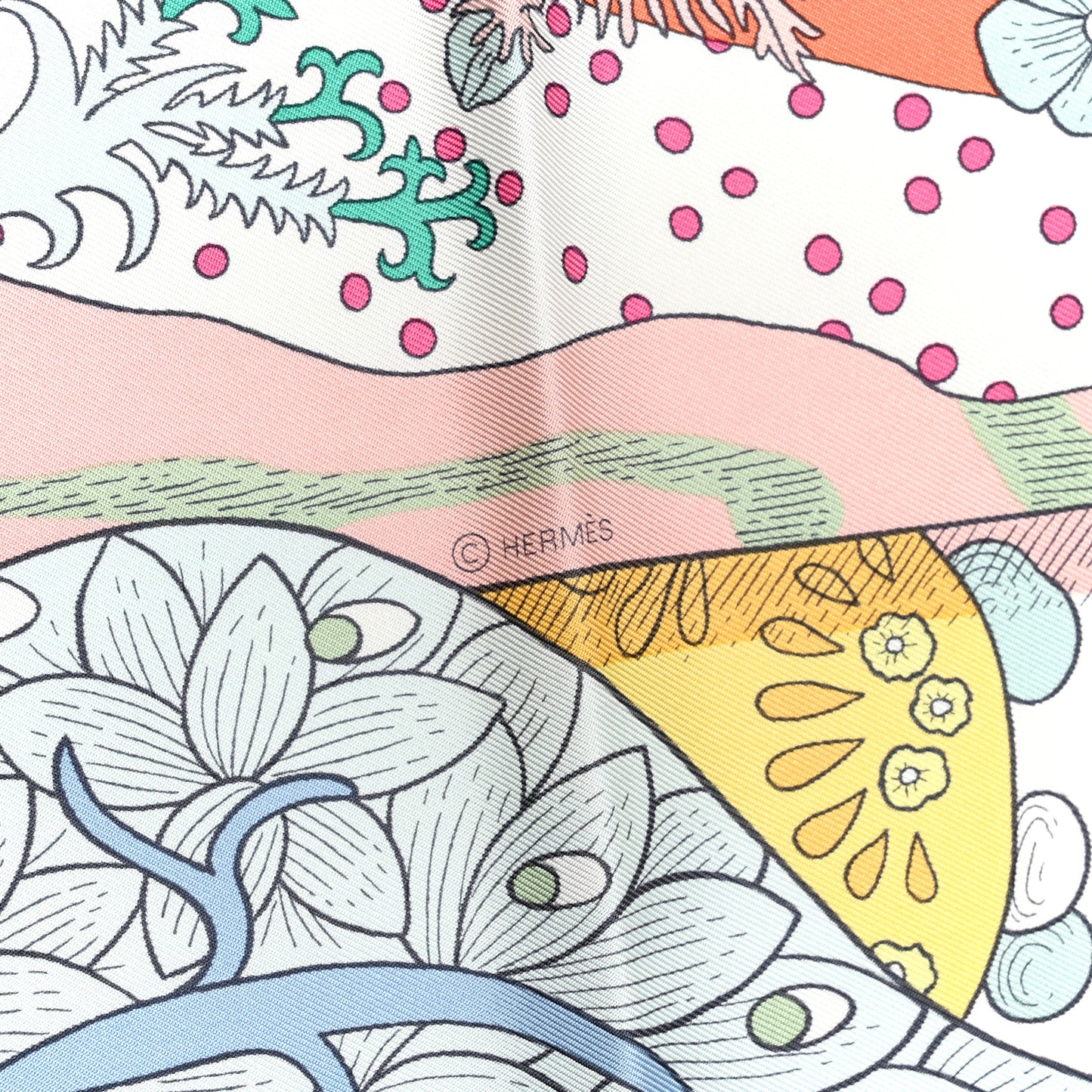 Silk Le Premier Chant Scarf 90 Abricot Ciel Vert