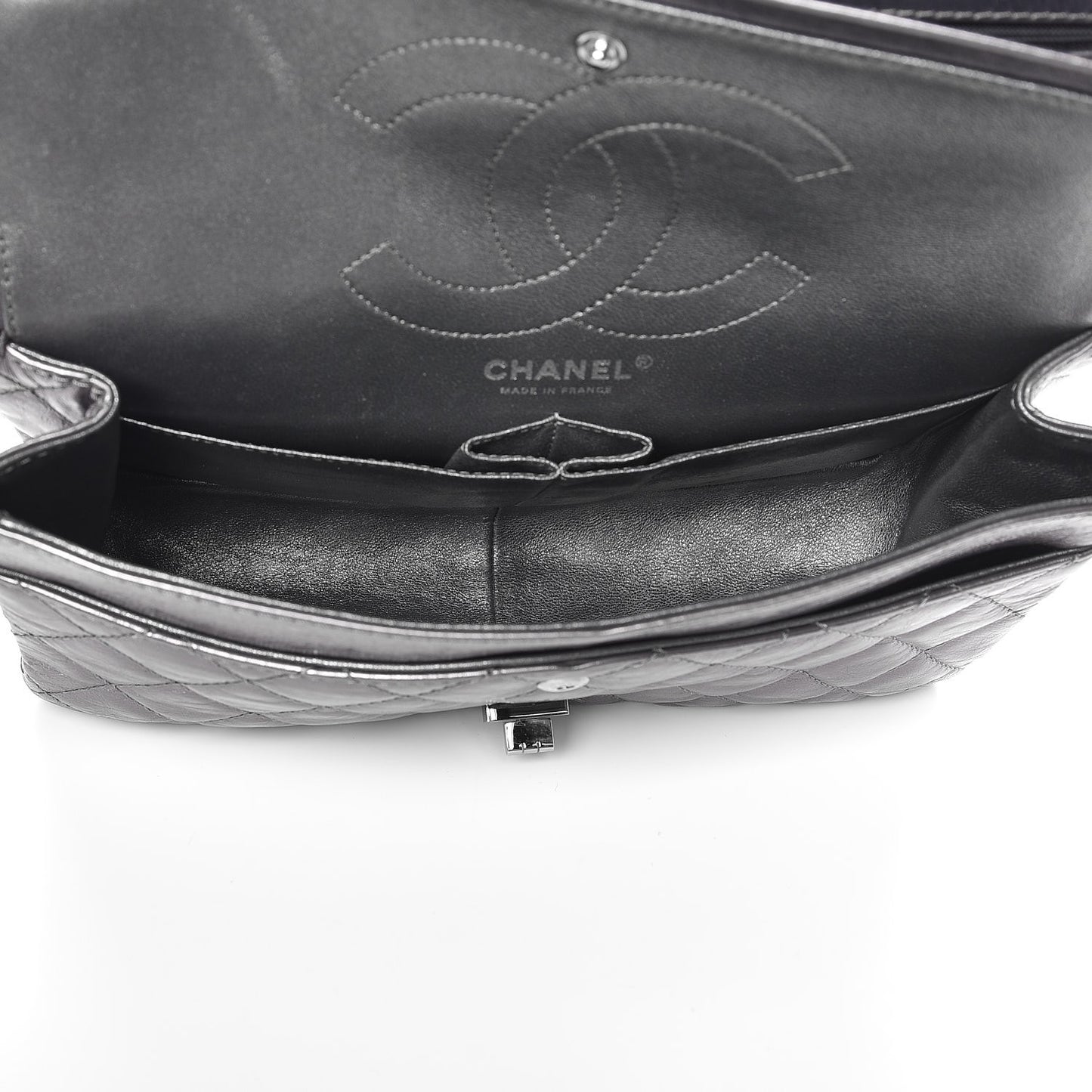 Metallic Aged Calfskin Quilted 2.55 Reissue 226 Flap Dark Silver