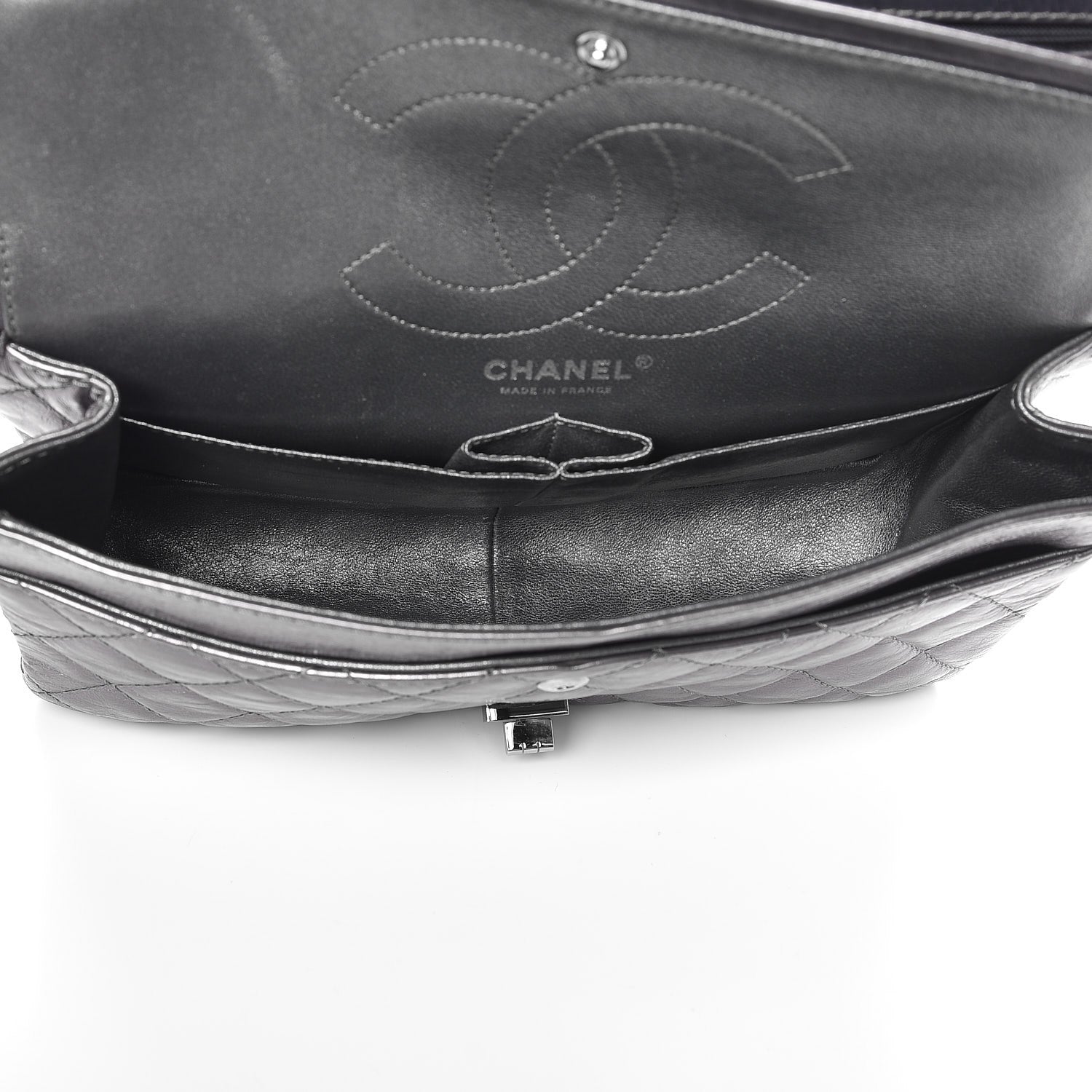 Chanel Metallic Aged Calfskin Quilted 2.55 Reissue 226 Flap Dark Silver 5 of 10
