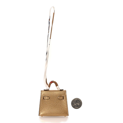 Hermes Metallic Chevre Chamkilight Mini Kelly Twilly Bag Charm Dore 2 of 6