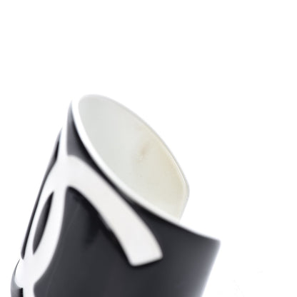 Chanel Resin CC Wide Cuff Black White 5 of 5