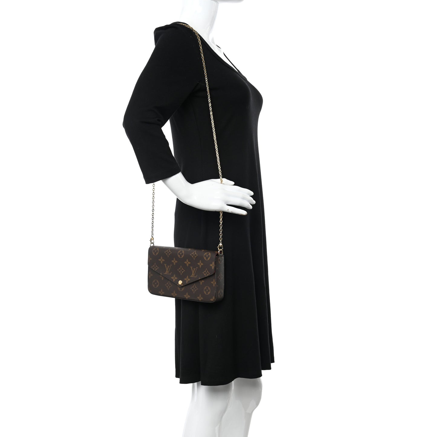 Monogram Pochette Felicie Chain Wallet Fuchsia