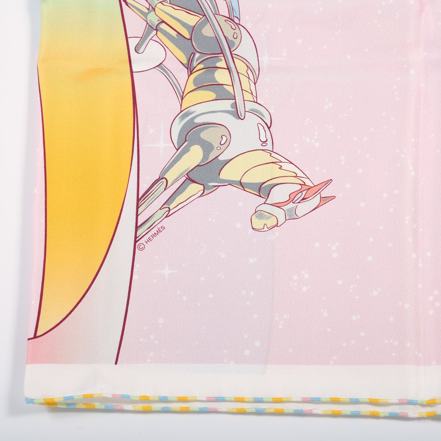 Silk Space Derby Scarf 90 Rose Pale Ciel Jaune
