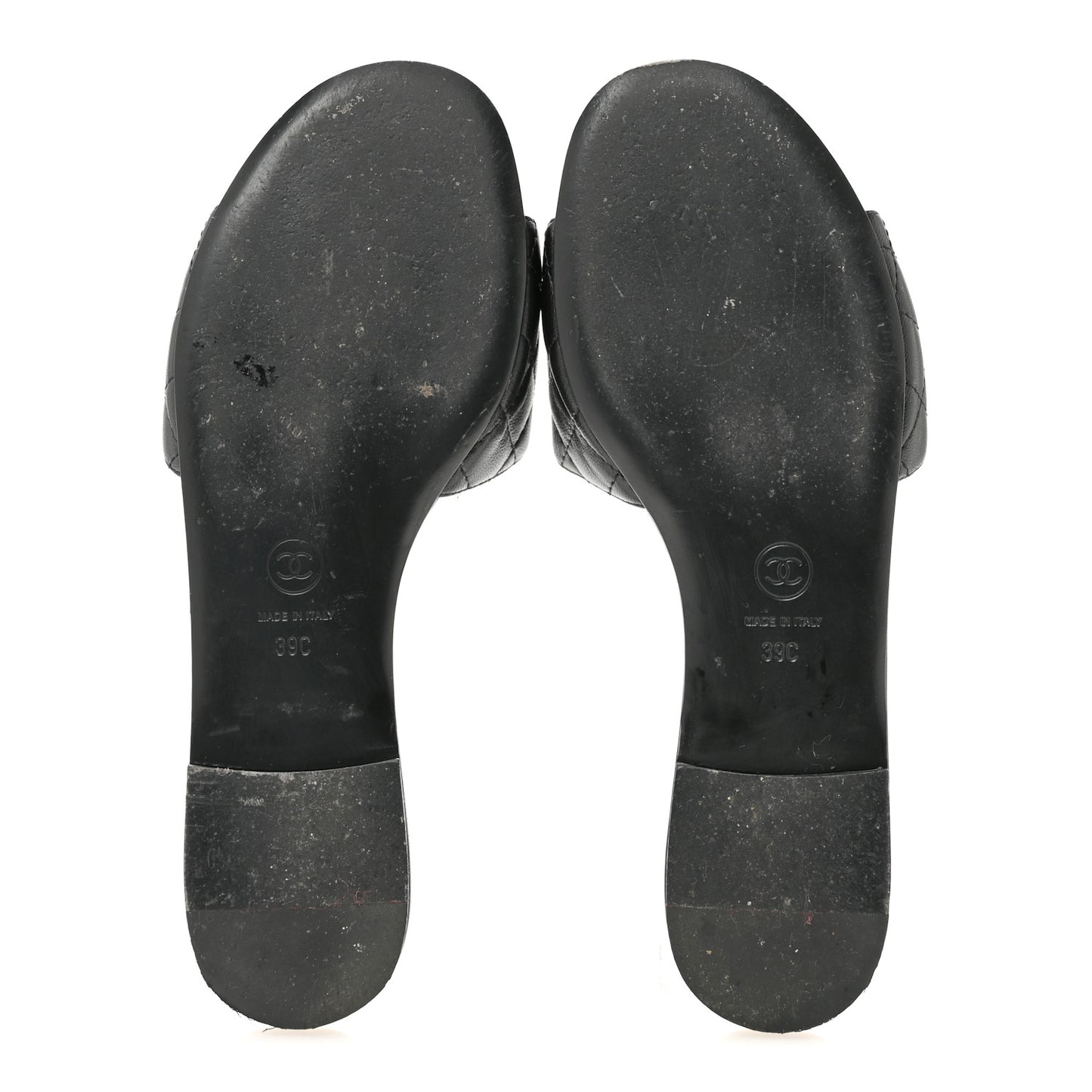 Lambskin Quilted CC Turnlock Sandals 39 Black