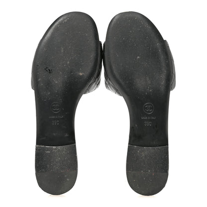 Chanel Lambskin Quilted CC Turnlock Sandals 39 Black 6 of 9
