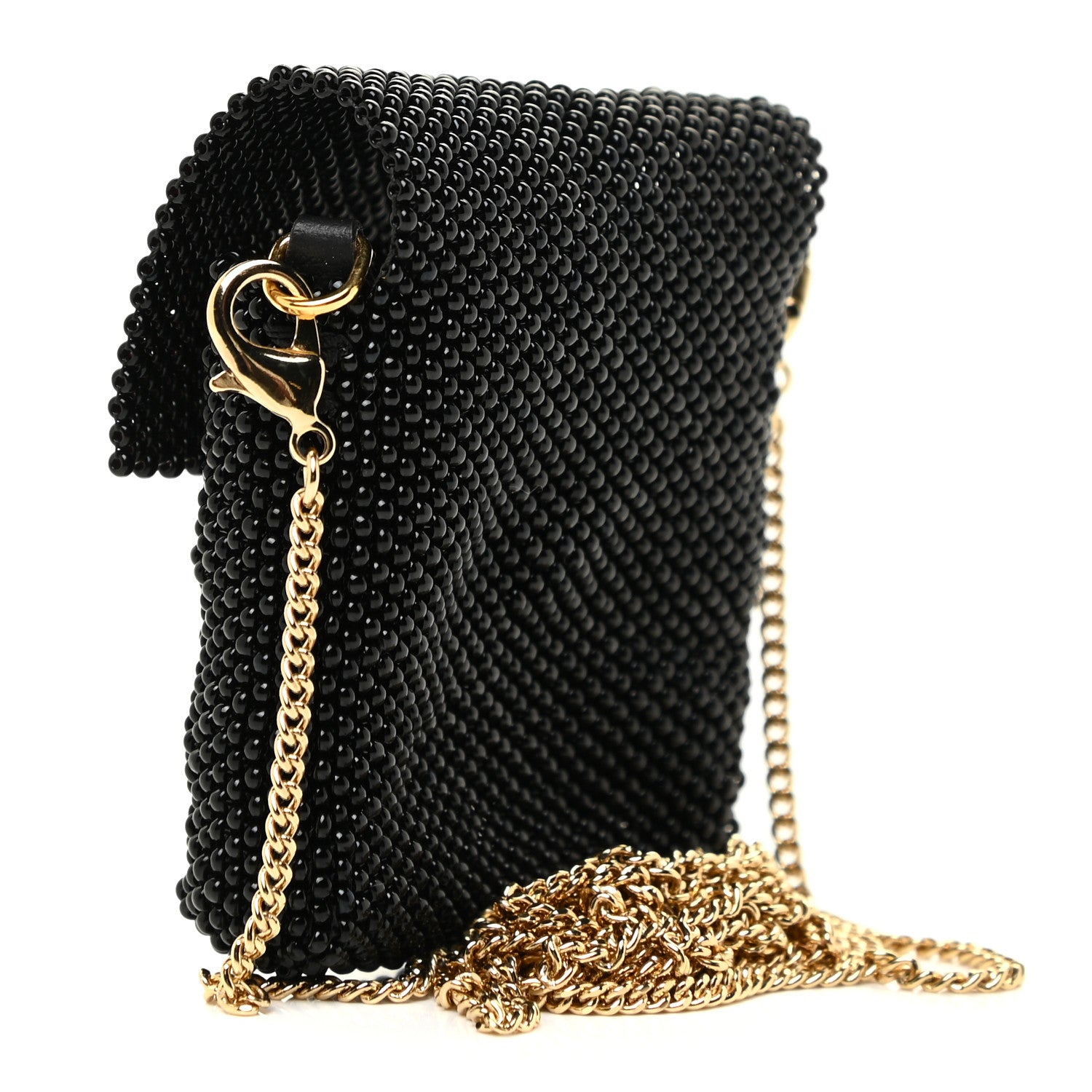 Fendi Glass Vitello King Beaded Mini Pico Baguette Charm Black 2 of 8