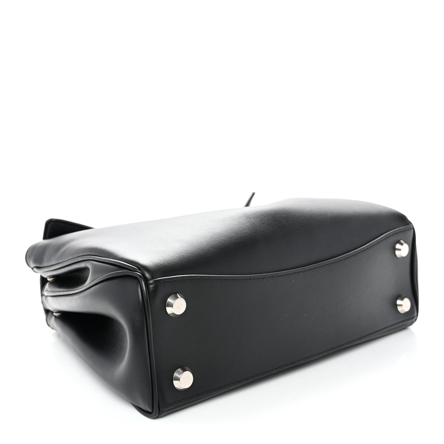 Natural Smooth Calfskin Small Rodeo Top Handle Handbag Black