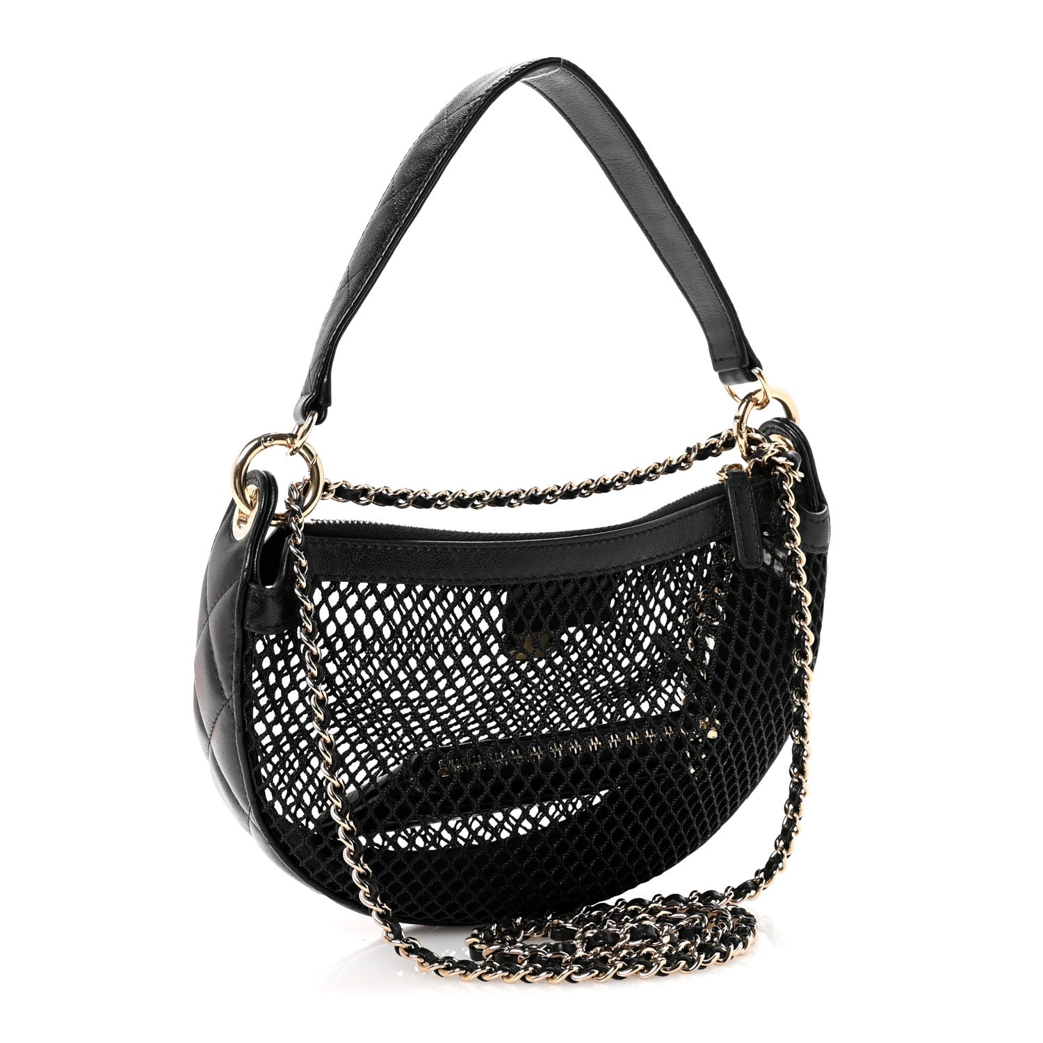 Chanel Mesh Shiny Lambskin Chain Hobo Black 4 of 12