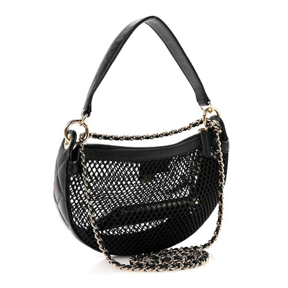 Chanel Mesh Shiny Lambskin Chain Hobo Black 4 of 12