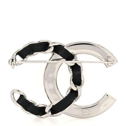 Chanel Lambskin Baguette Crystal CC Chain Brooch Black Silver 3 of 4