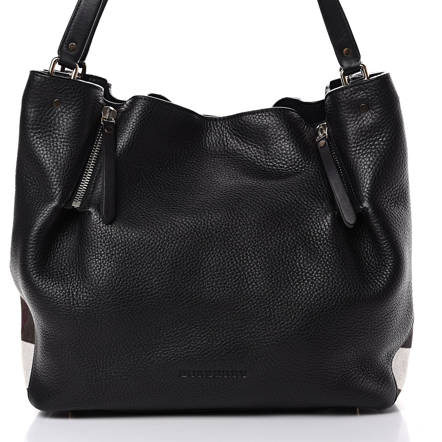 Grainy Calfskin House Check Medium Maidstone Black