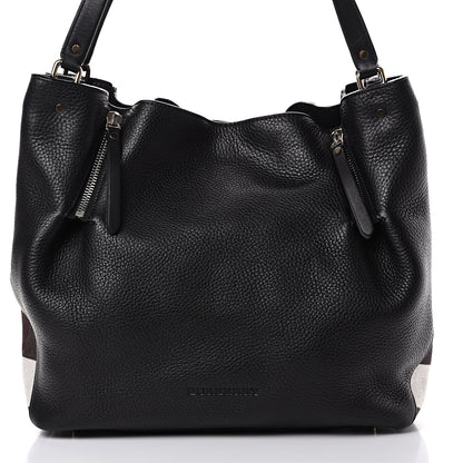Burberry Grainy Calfskin House Check Medium Maidstone Black 8 of 12