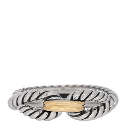 David Yurman Sterling Silver 18K Yellow Gold Cable Loop Ring 54 7 1 of 4
