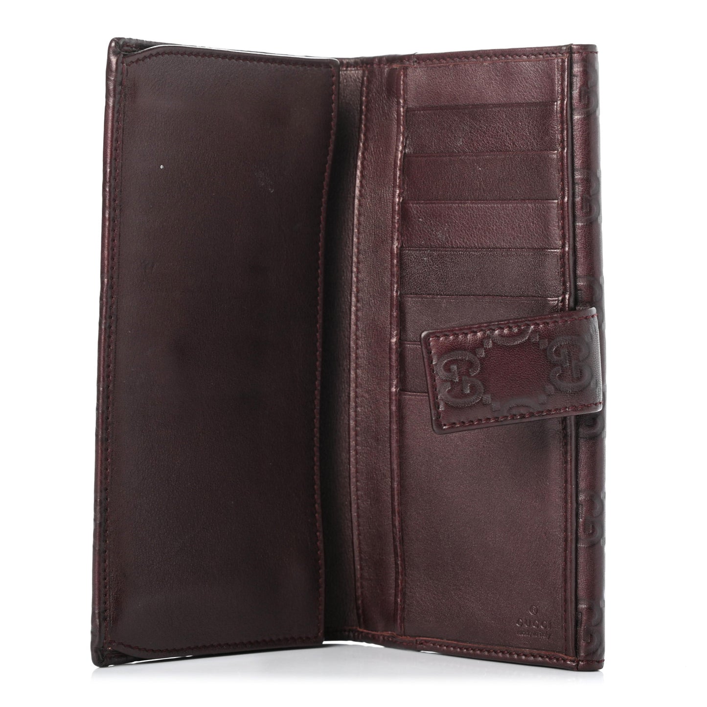 Guccissima Margaux Calfskin Metal Bar Continental Flap Wallet Chocolate