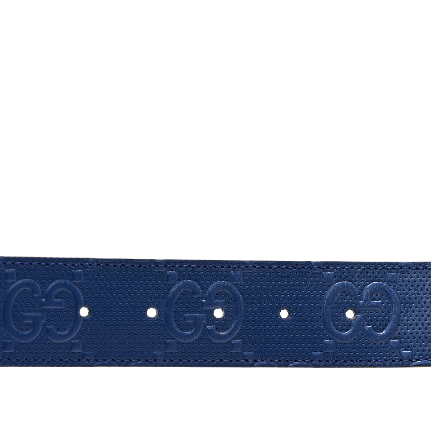 Calfskin GG Tennis Embossed Double G 40mm Belt 90 36 Intense Metal Blue