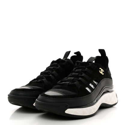 Chanel Velvet Calfskin Mixed Fibers CC Sneakers 39.5 Black 3 of 9