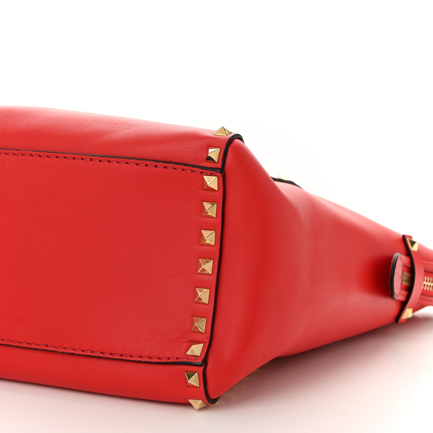 Vitello Rockstud Double Handle Tote Deep Orange