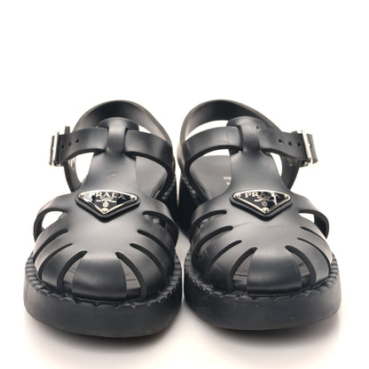 Prada Foam Rubber Triangle 50mm Cage Sandals 37 Black 2 of 8