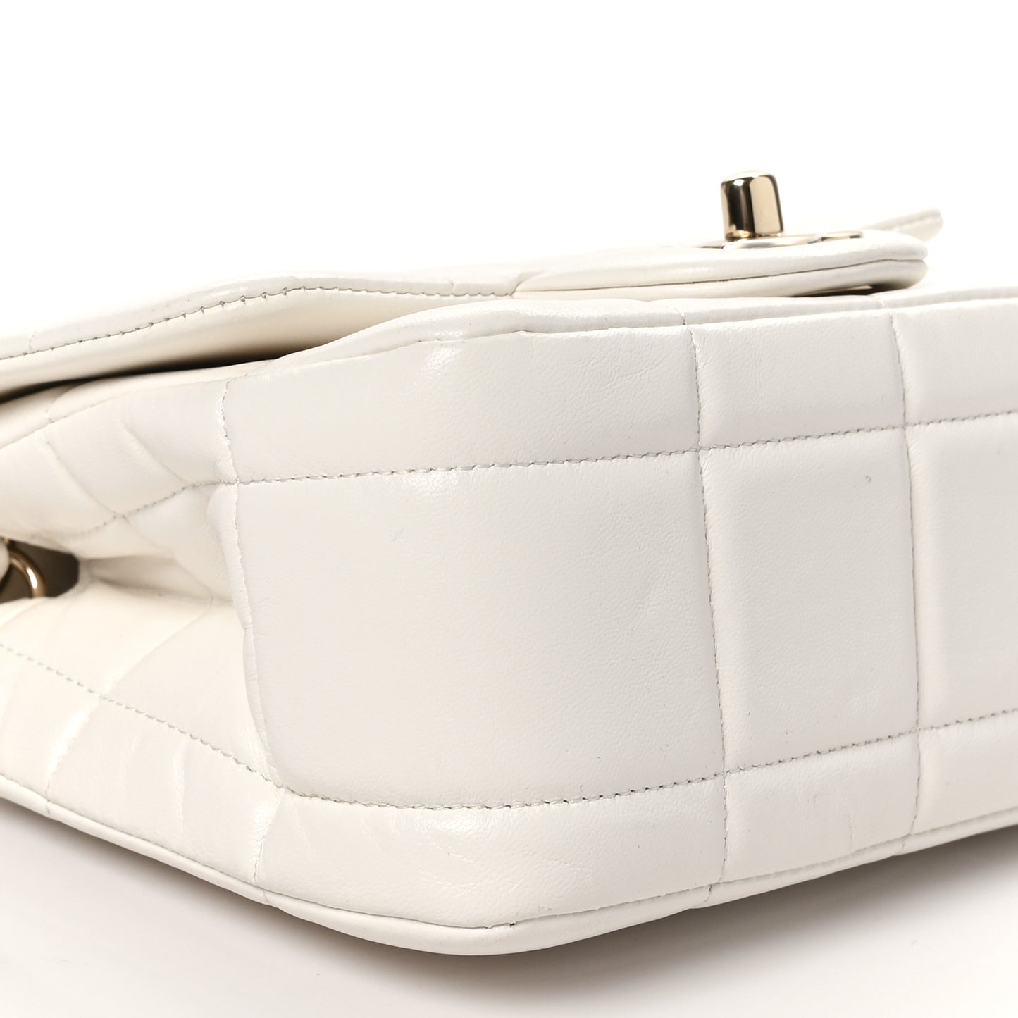 Lambskin Resin Crystal Square Quilted Monacoco Mini Square Flap White