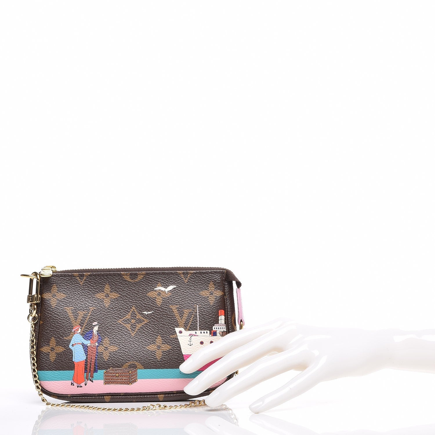 Louis Vuitton Monogram 2016 Christmas Animation Mini Pochette Accessories Rose Ballerine 2 of 7