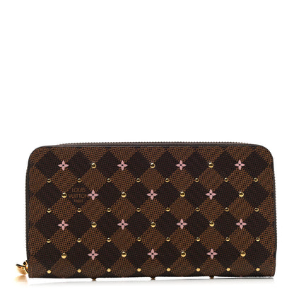 Louis Vuitton Damier Ebene Studded Zippy Wallet Rose Ballerine 1 of 6