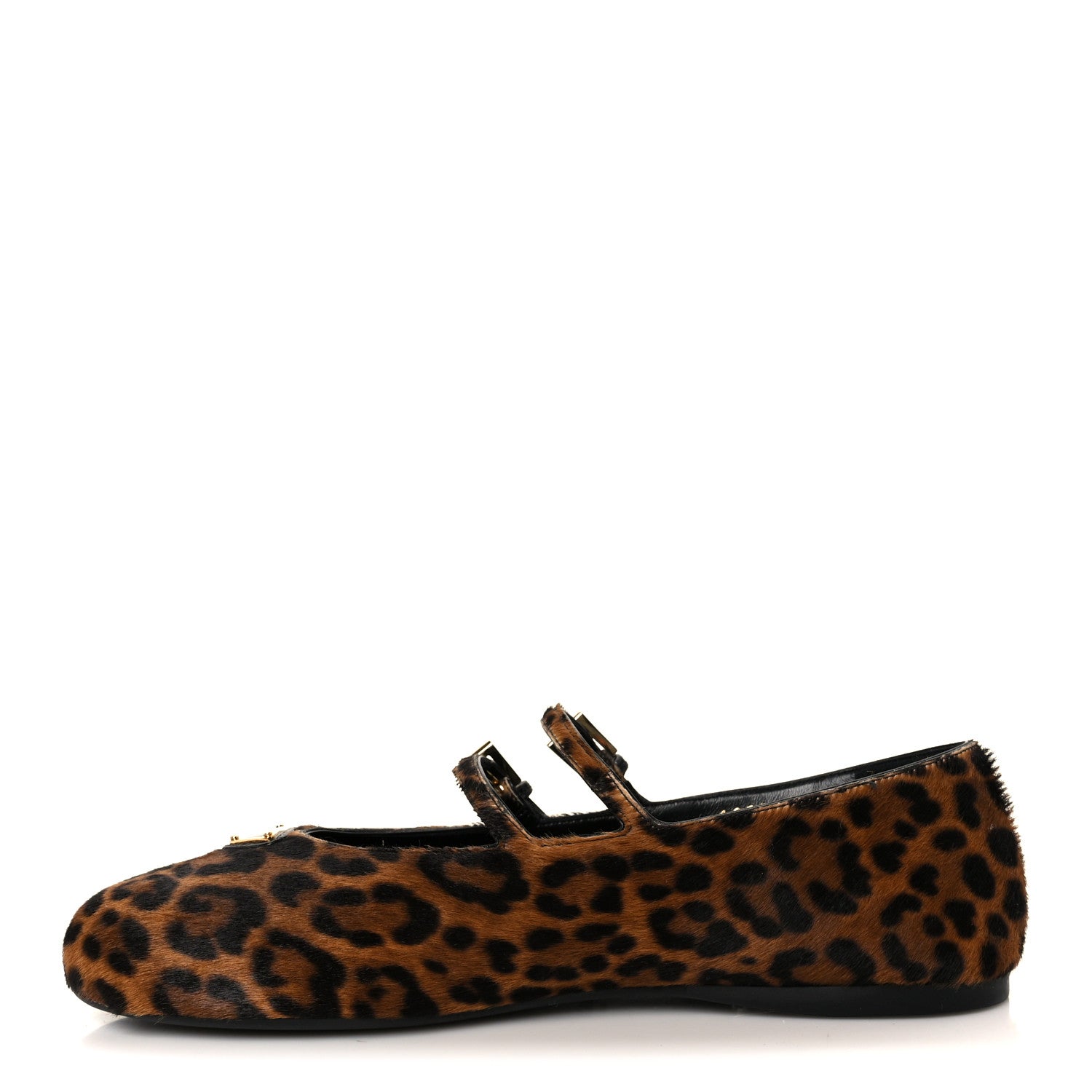 Prada Calf Hair Leopard Print Ballerina Flats 38.5 Honey 1 of 8