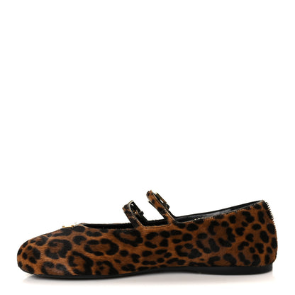 Prada Calf Hair Leopard Print Ballerina Flats 38.5 Honey 1 of 8