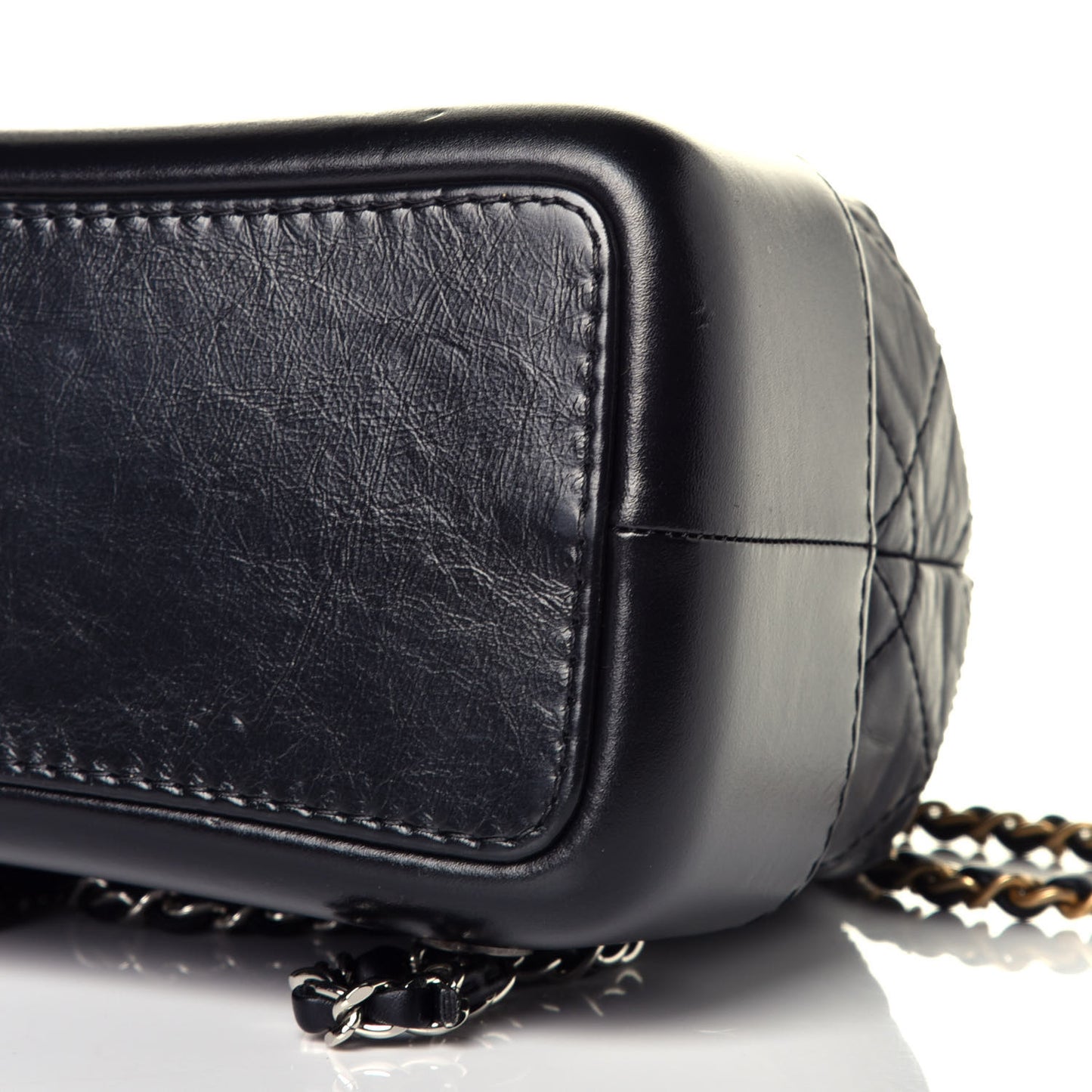 Aged Calfskin Quilted Small Gabrielle Backpack Black