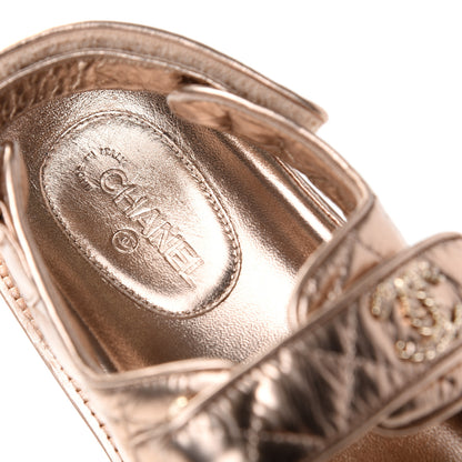 Chanel Iridescent Lambskin Quilted Velcro Dad Sandals 39 Light Bronze 8 of 11