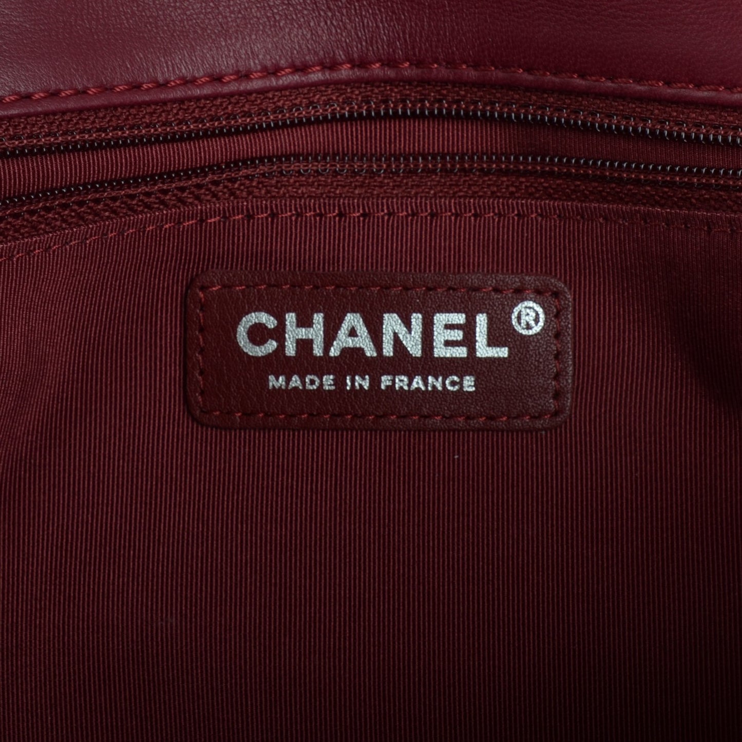 Lambskin Surpique Chevron Medium Single Flap Dark Red