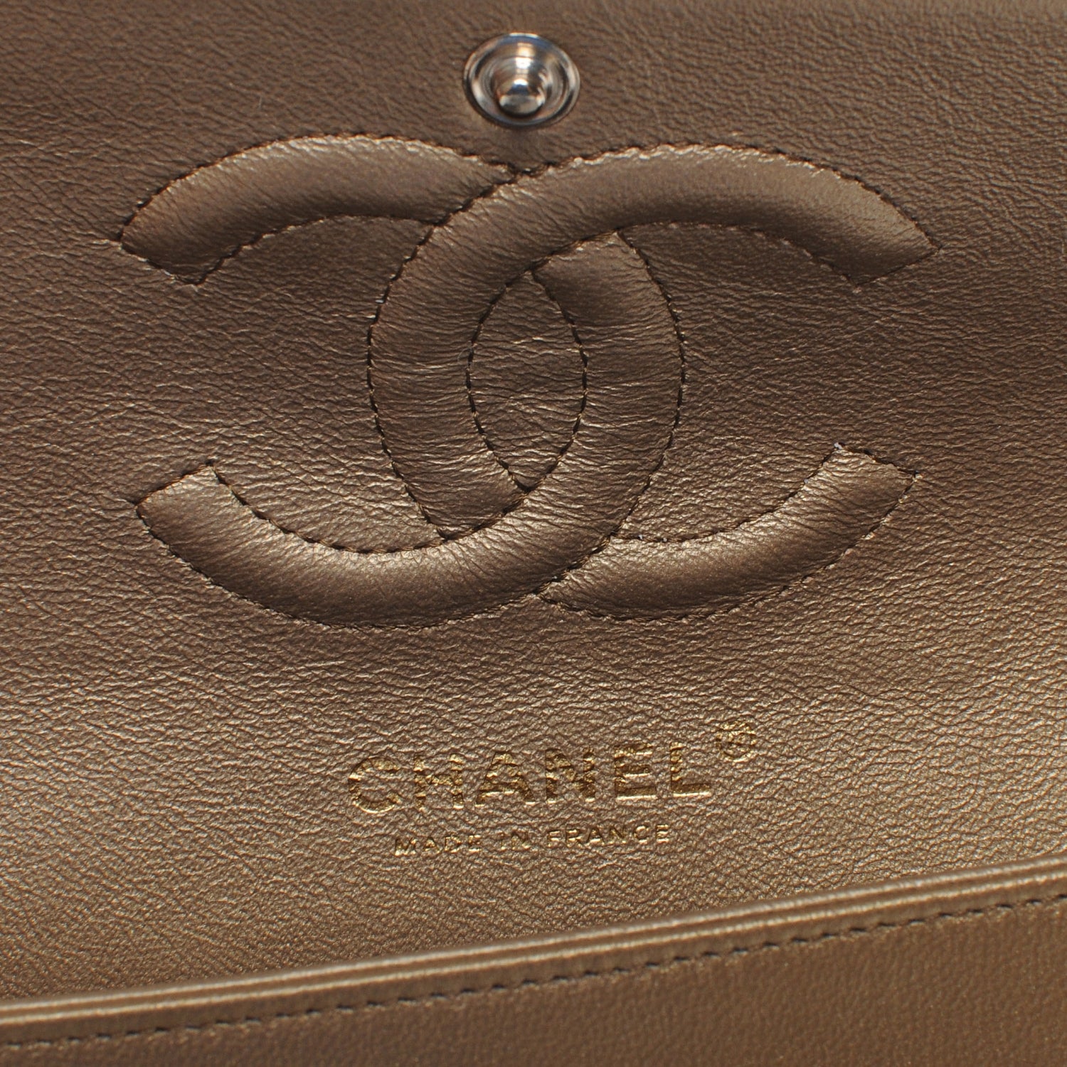 Chanel Lambskin Medium Double Flap Metallic Khaki 5 of 7