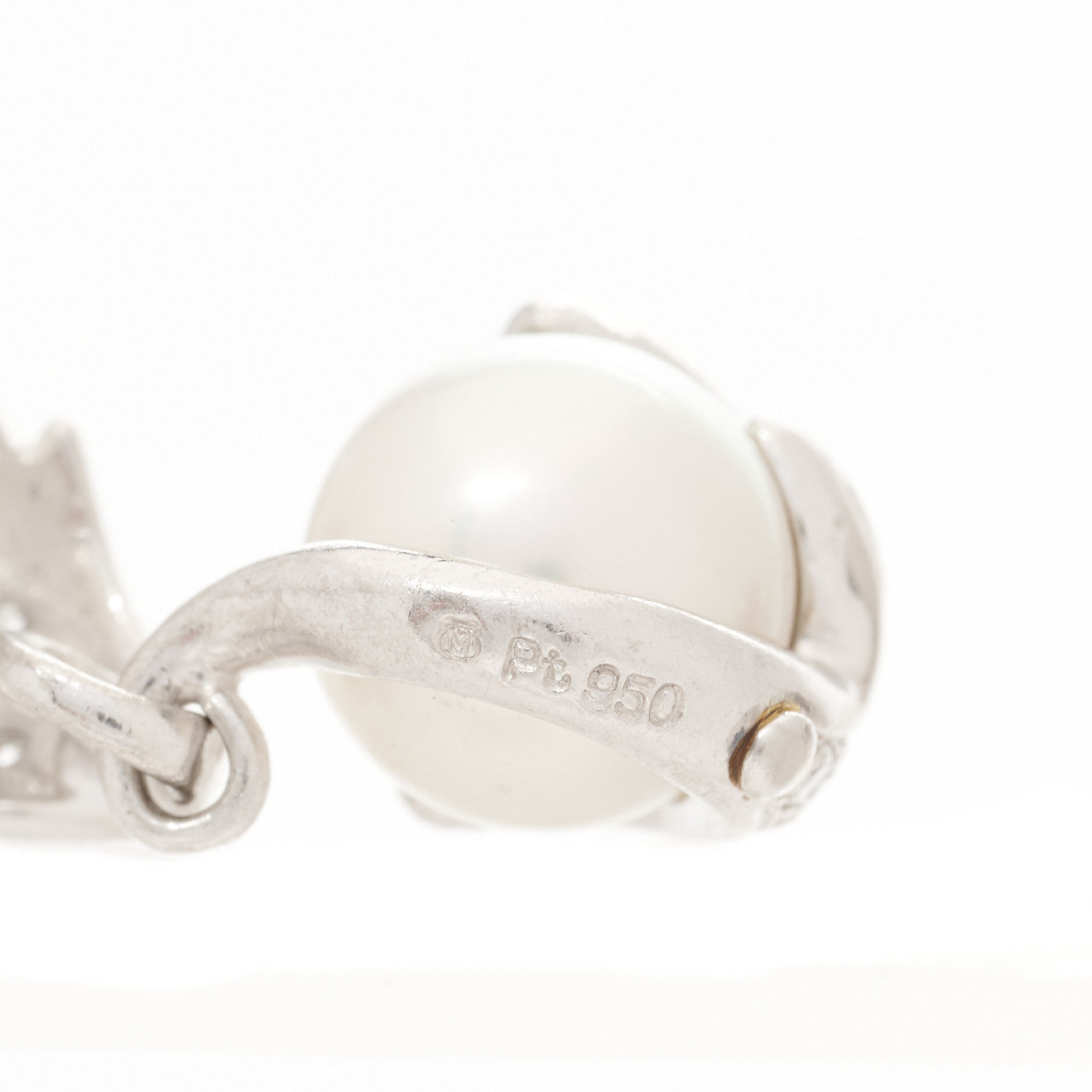 Mikimoto Platinum Diamond Akoya Pearl 7.5-8mm Leaf Drop Earrings 4 of 4