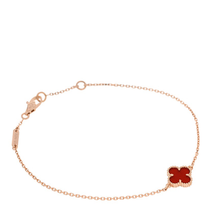 Van Cleef & Arpels 18K Rose Gold Carnelian Sweet Alhambra Bracelet 1 of 5