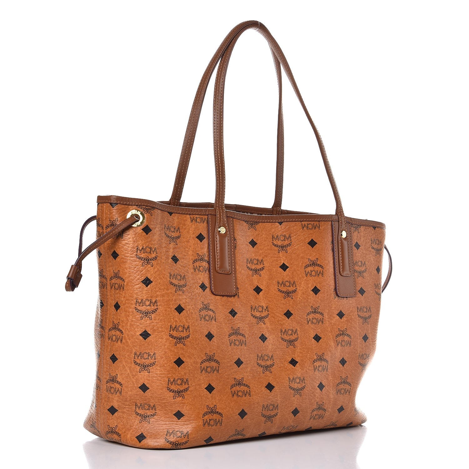 MCM Visetos Medium Liz Reversible Shopper Tote Cognac 6 of 22